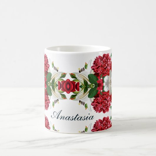 赤ブルゴーニュフローラ水の色をパーソナライズ コーヒーマグカップ (中央)