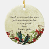 赤ブルゴーニュヴィンテージラブバード母の花嫁 セラミックオーナメント (裏面)