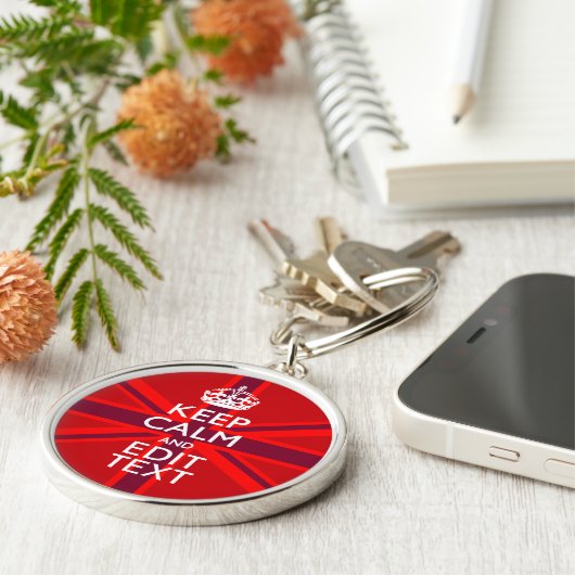 赤ブルゴーニュ保ーはテキストのユニオンジャック国旗を落ち着ける キーホルダー (側面)