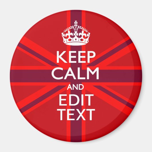 赤ブルゴーニュ保ーはテキストのユニオンジャック国旗を落ち着ける マグネット (正面)