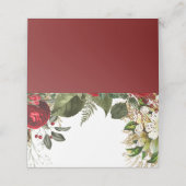 赤ブルゴーニュ冬フローラ結婚プレイスカード プレイスカード (外部開封)