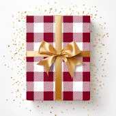 赤ブルゴーニュ白い格子模様 ラッピングペーパー