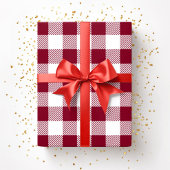 赤ブルゴーニュ白い格子模様 ラッピングペーパー