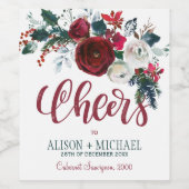 赤ブルゴーニュ白フローラブーケ応援結婚ズ ワインラベル (シングルラベル)