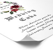 赤ブルゴーニュ結婚のケーキの看板 ポスター (角)