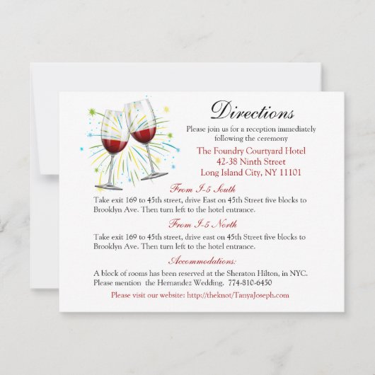 赤ブルゴーニュ結婚ーの道順ワイングラス 招待状 (正面)