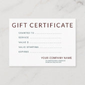 赤ブルゴーニュ緑のクリスマスギフト券 名刺 (裏面)