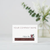 赤ブルゴーニュ緑のクリスマスギフト券 名刺 (スタンド正面)