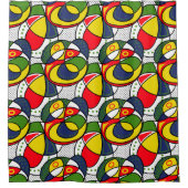 赤ブルーイエローグリーンビーチボールシャワーカーテン シャワーカーテン (正面)