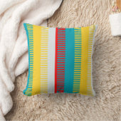 赤ブルーイエローホワイトグレーシックユニークパターン クッション (ブランケット)