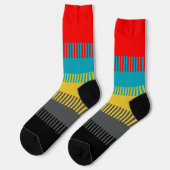 赤ブルーイエローホワイトグレーシックユニークパターン ソックス (左)