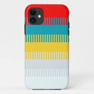 赤ブルーイエローホワイトグレーシックユニークパターン iPhone 11 ケース