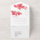 赤ブーゲンビリア水彩結婚式RSVPオプション オールインワン招待状 (外側)