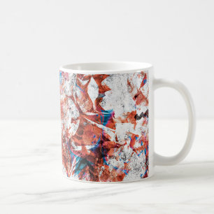 赤ブ絵を描ラシ抽象芸術モダンデジタル コーヒーマグカップ