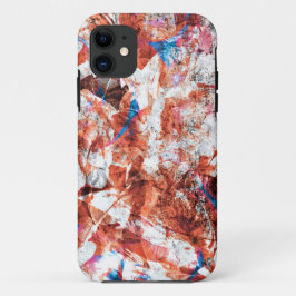 赤ブ絵を描ラシ抽象芸術モダンデジタル iPhone 11 ケース