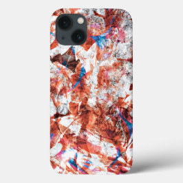 赤ブ絵を描ラシ抽象芸術モダンデジタル iPhone 13ケース