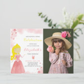 赤プリンセス誕生日招待状(写真付) 招待状 (スタンド正面)