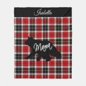 赤プレイドママ – 熊 – パーソナライズ フリースブランケット (正面)