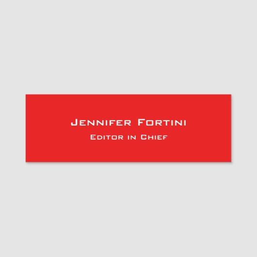 赤プレーンエレガントミニマモダンリスト 名札 (正面)