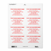 赤プレーン文字ビジネスブランド出荷ラベル ラベル (フルシート)