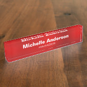 赤プロフェッショナルマネージャモダンプレーン デスクネームプレート (側面)