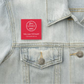 赤プロフェッショナルロゴ正方形の従業員スタッフ 名札 (インサイチュ)