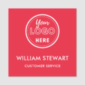 赤プロフェッショナルロゴ正方形の従業員スタッフ 名札 (正面)