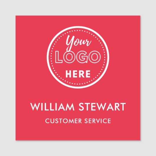 赤プロフェッショナルロゴ正方形の従業員スタッフ 名札 (正面)
