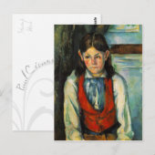 赤ベストのはがきに入った少年 ポストカード (正面/裏面)