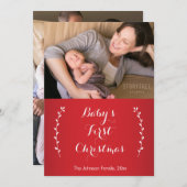 赤ベビーの初めてのクリスマスの写真カード シーズンカード (正面/裏面)
