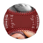 赤ベビーエレガントの誕生のお知らせ2写真名 野球ボール (裏面)