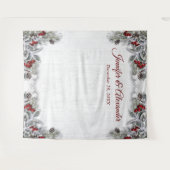 赤ベリエレガントーの結婚写真ブース背景 タペストリー (正面(横))