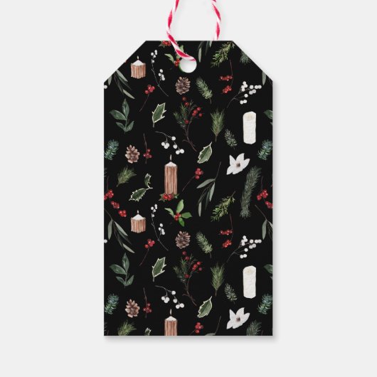 赤ベリエレガントーウォーターカラーリースクリスマス ギフトタグ (裏面)