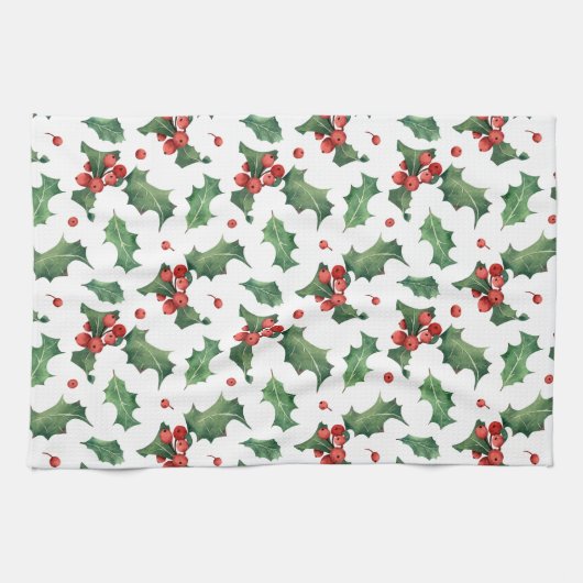 赤ベリエレガントークリスマス キッチンタオル (横)