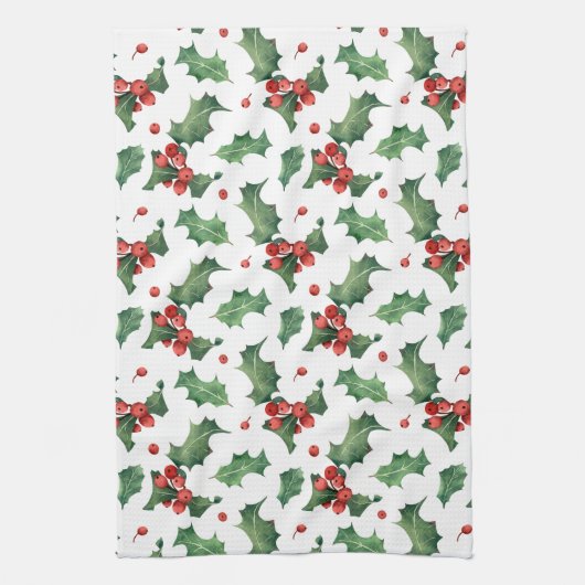 赤ベリエレガントークリスマス キッチンタオル (縦)