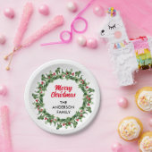 赤ベリエレガントーファミリークリスマス ペーパープレート (パーティー)