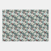 赤ベリエレガントー&フラワーボタニッククリスマス ラッピングペーパーシート (正面3)