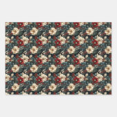 赤ベリエレガントー&フラワーボタニッククリスマス ラッピングペーパーシート (正面2)