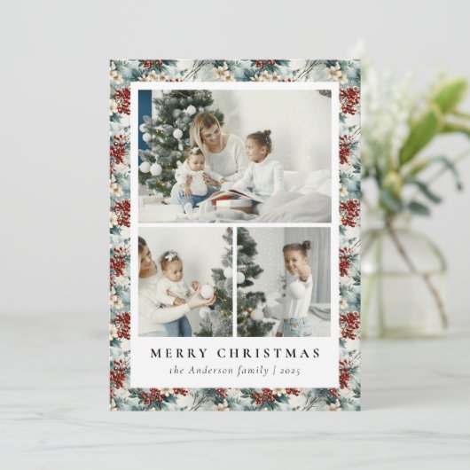 赤ベリエレガントー&フローラ植物性クリスマス シーズンカード (スタンド正面)