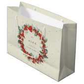 赤ベリパーソナライズされたー+ユーカリ・クリスマス ラージペーパーバッグ (正面アングル)