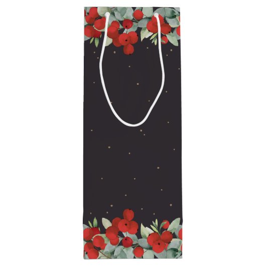 赤ベリパーソナライズされたー+ユーカリ・クリスマス ワインギフトバッグ (裏面)