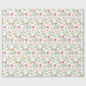 赤ベリモダンークリスマスバードレッドグレー ラッピングペーパー (フラット)