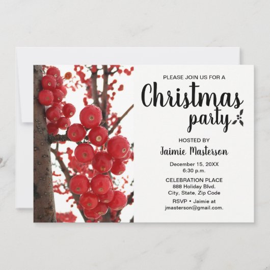 赤ベリモダンークリスマスパーティー 招待状 (正面)