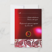 赤ベルベットのチューリップモノグラムブルガンディシャンパンホワイト 出欠カード (裏面)