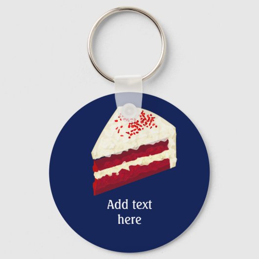 赤ベルベットケーキのスライスあなたの名前、任意の色 キーホルダー (正面)