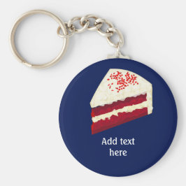赤ベルベットケーキのスライスあなたの名前、任意の色 キーホルダー