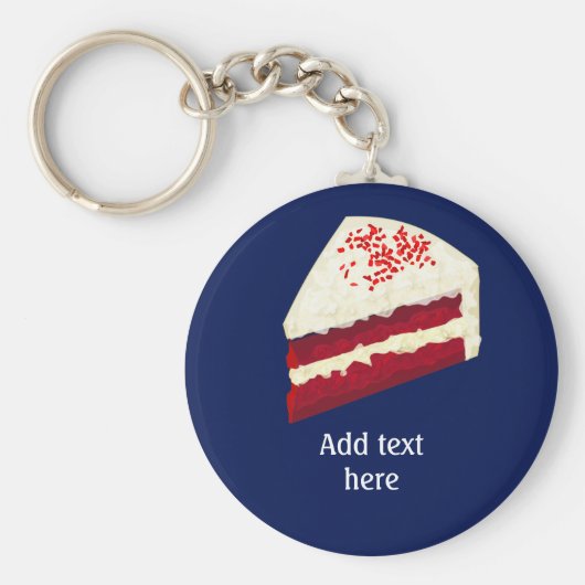 赤ベルベットケーキのスライスあなたの名前、任意の色 キーホルダー (正面)