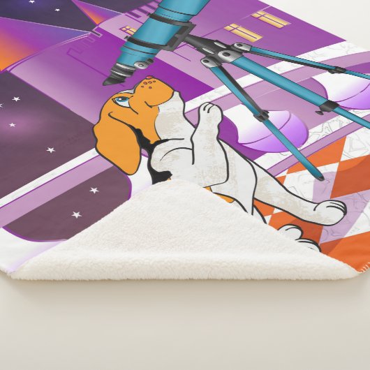 赤ベージュの子犬と望遠鏡城 シェルパブランケット (3/4)