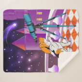 赤ベージュの子犬と望遠鏡城 シェルパブランケット (正面(横))