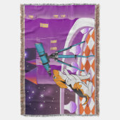 赤ベージュの子犬と望遠鏡 スローブランケット (正面縦)